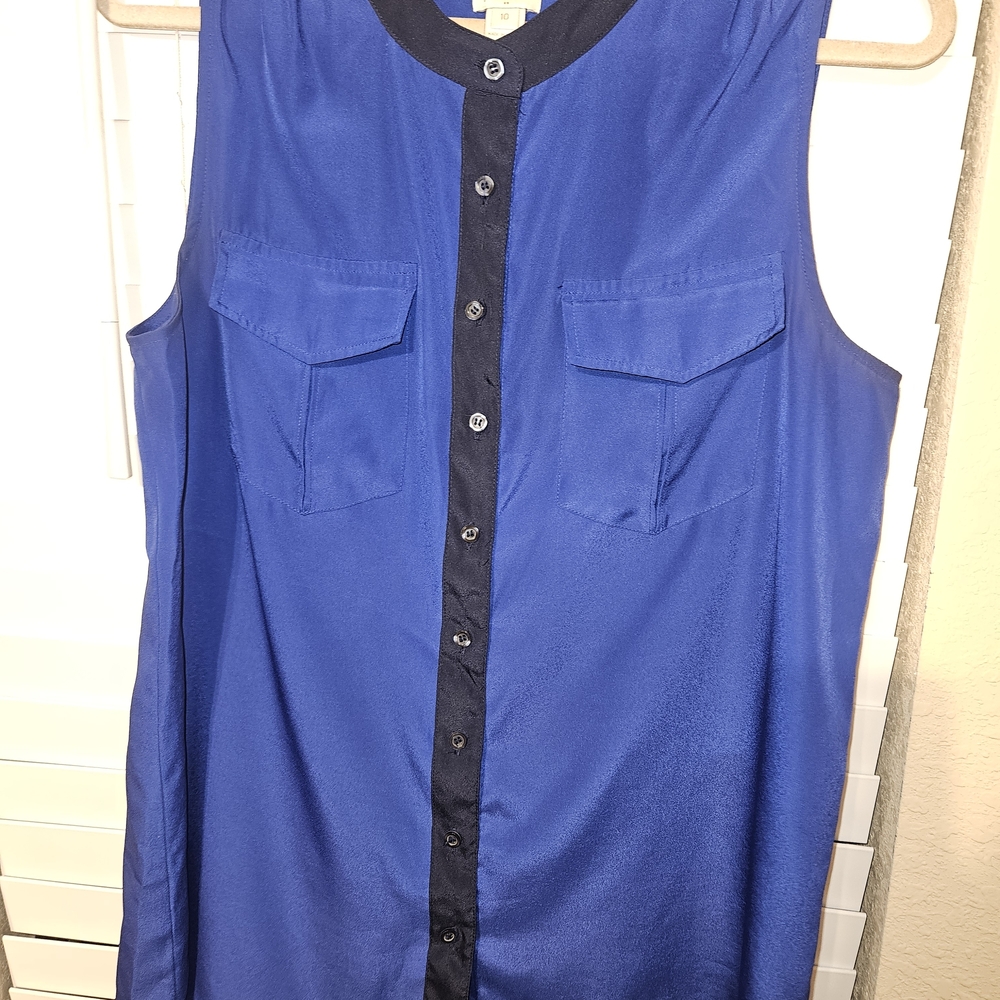 J. Crew Royal Blue and Black Blouse